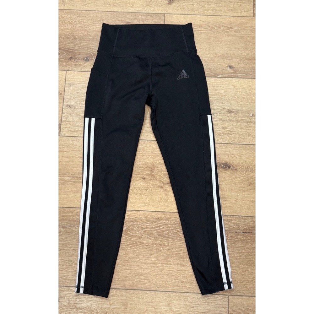 Adidas Aeroready Womens Black 3-Stripe High‎ Waisted Workout Leggings Size S